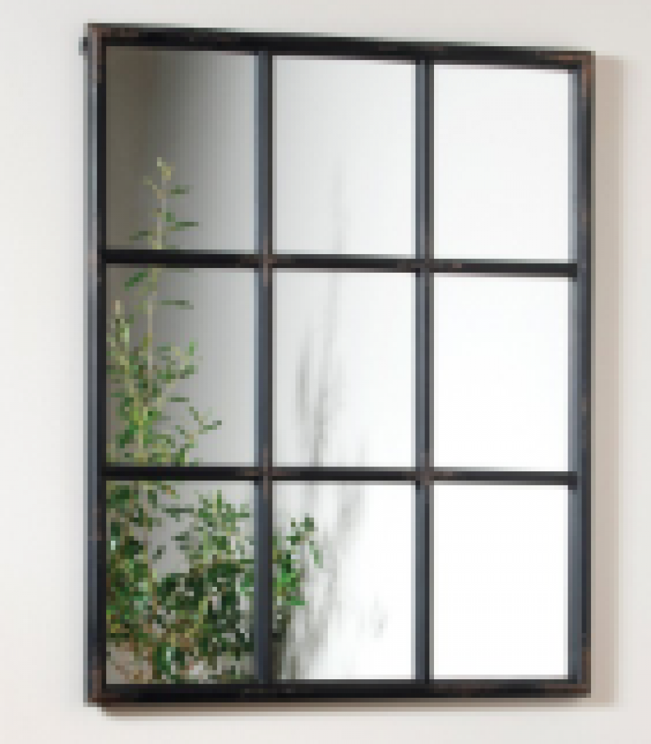 Hand Painted Furniture Mirrors For Sale Six Paned Black Iron Mirror